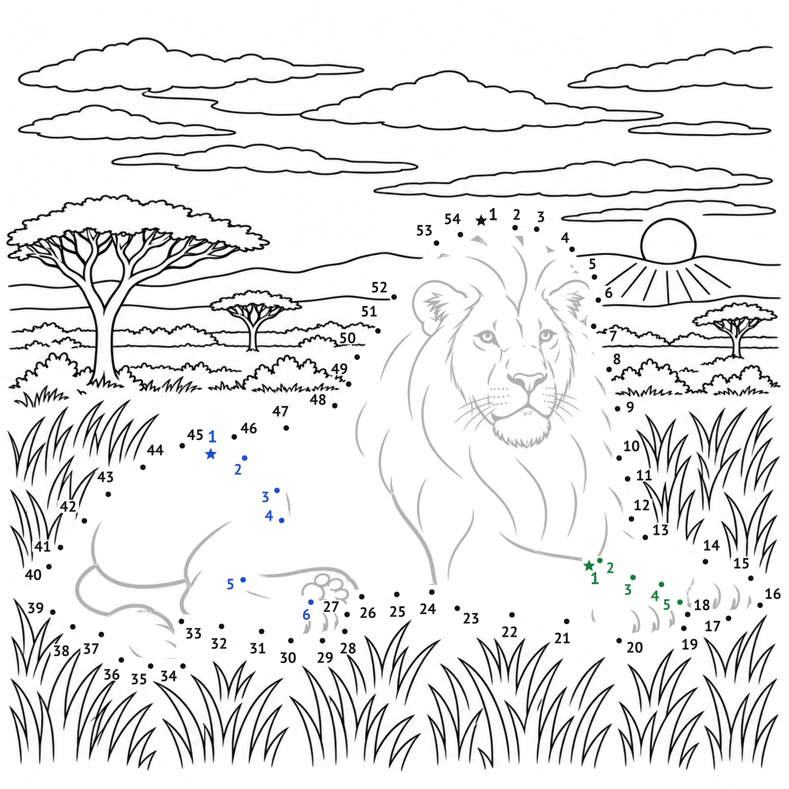 Dot to dot: Lion dot to dot printable