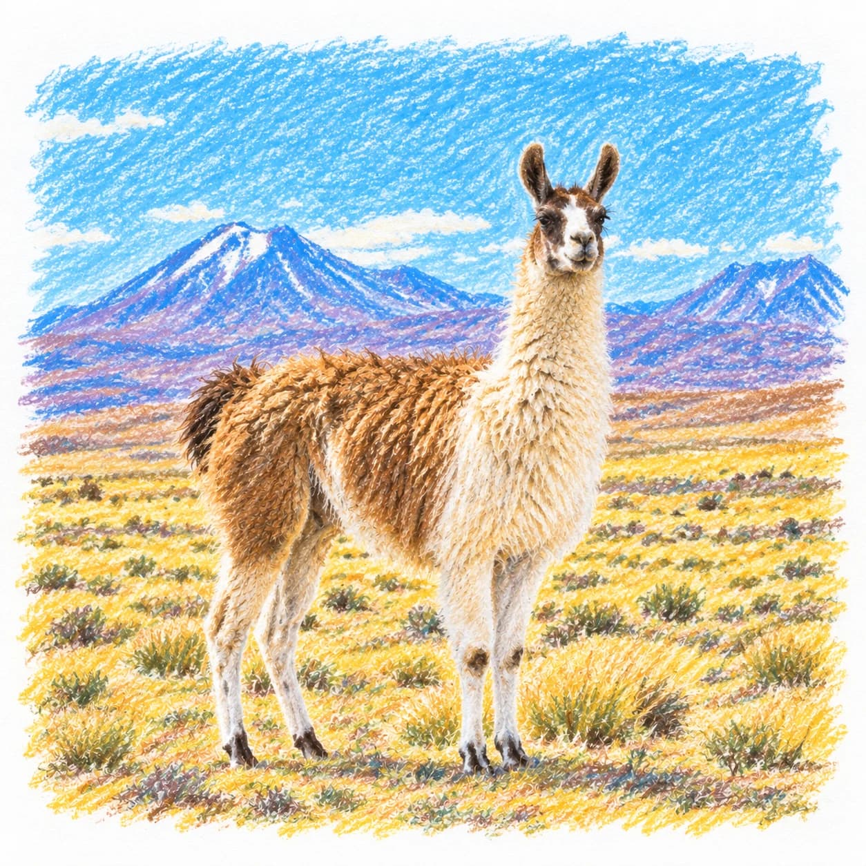 Modèle colorié: Coloriage de lama