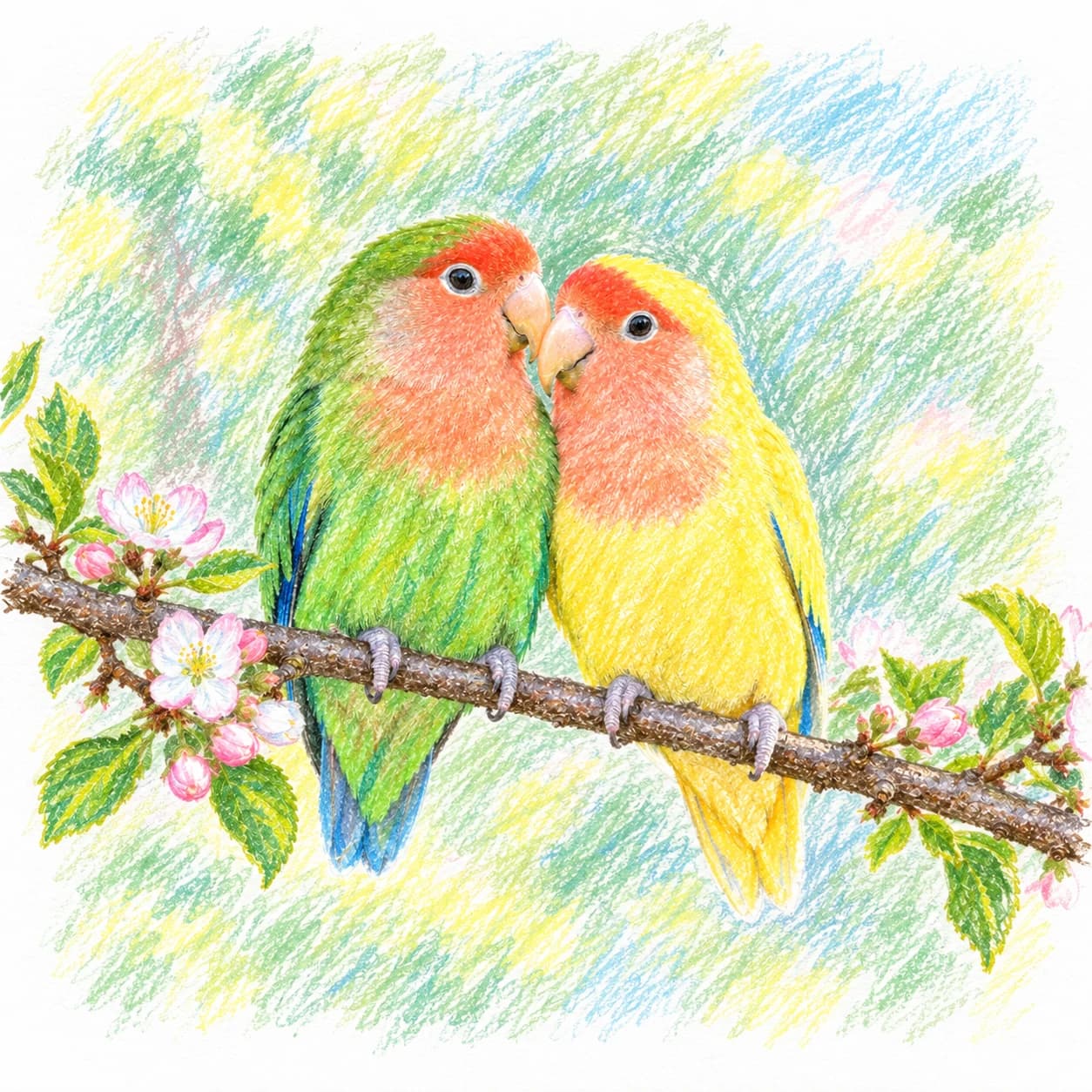 Modèle colorié: Coloriage d'inséparables
