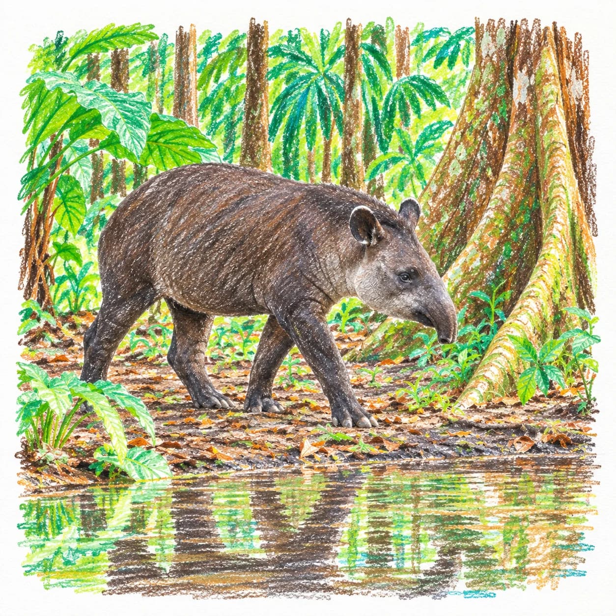 Colored model: Lowland tapir coloring page