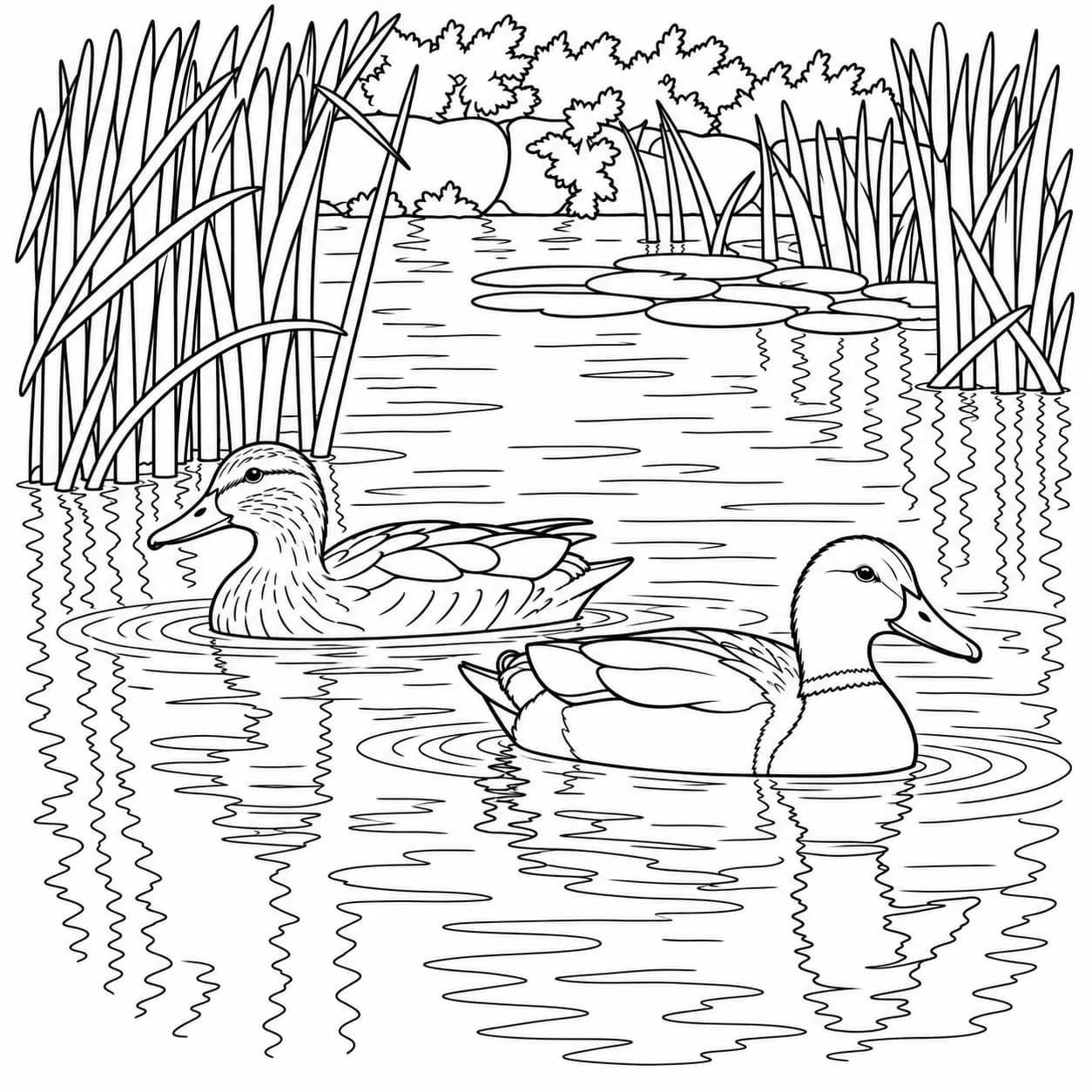 Coloring: Mallard ducks coloring page