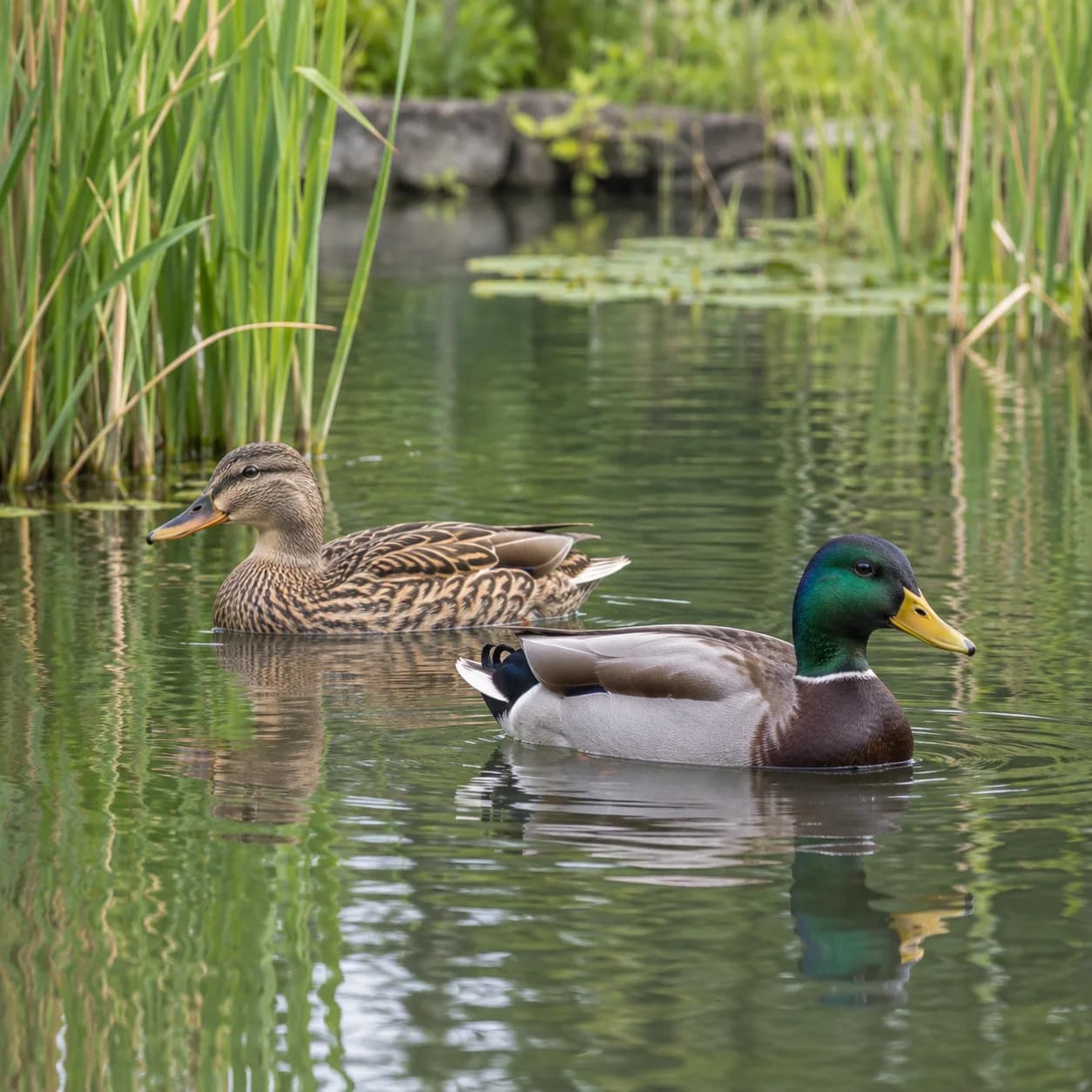 Realistic source: Mallard ducks coloring page