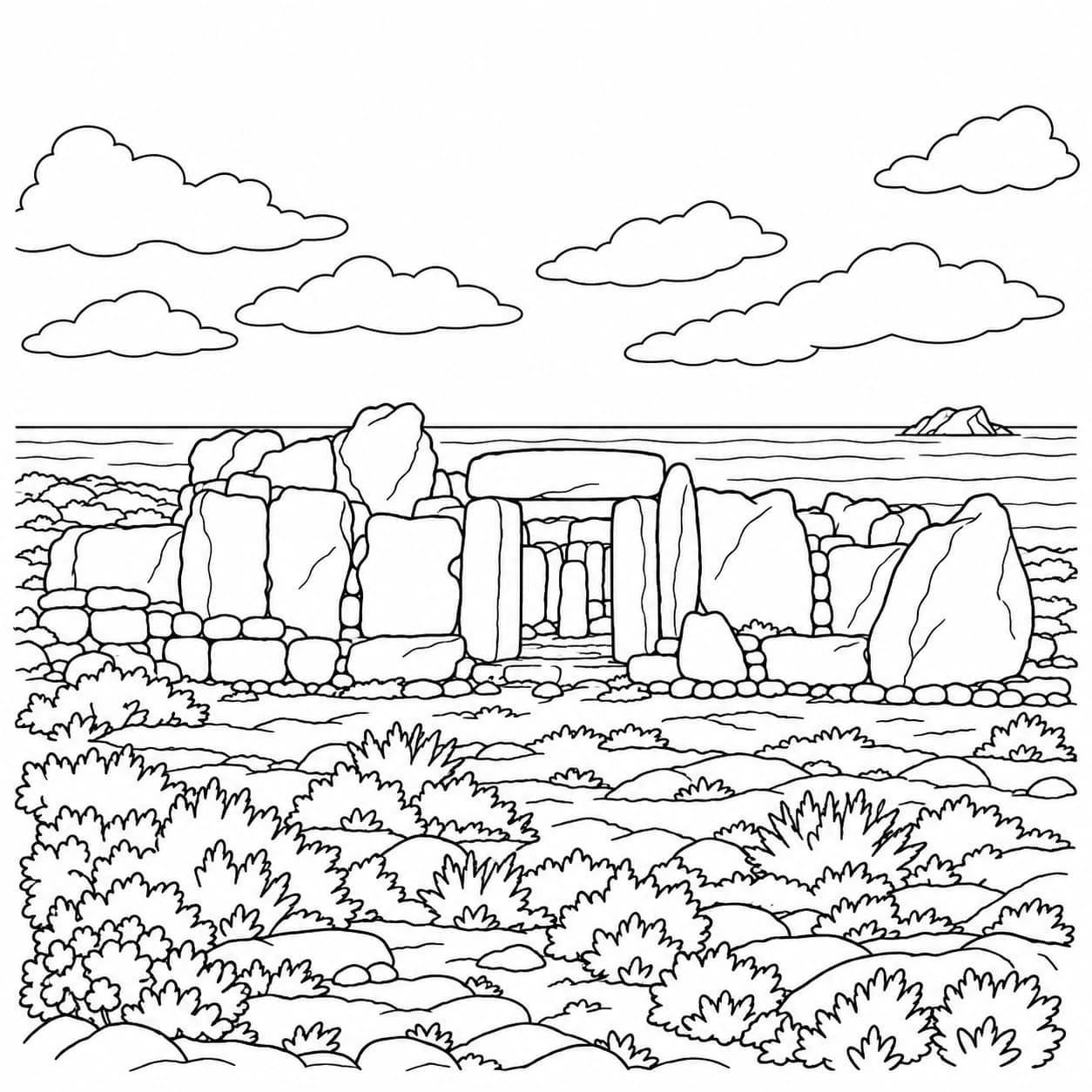 Coloriage: Coloriage de Malte : temple mégalithique
