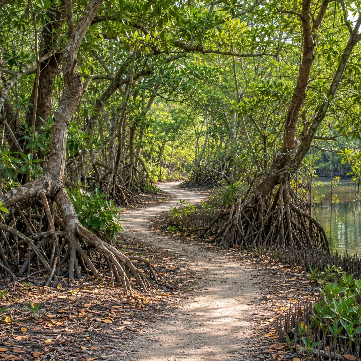 Realistic source: Mangrove forest winding trail coloring page