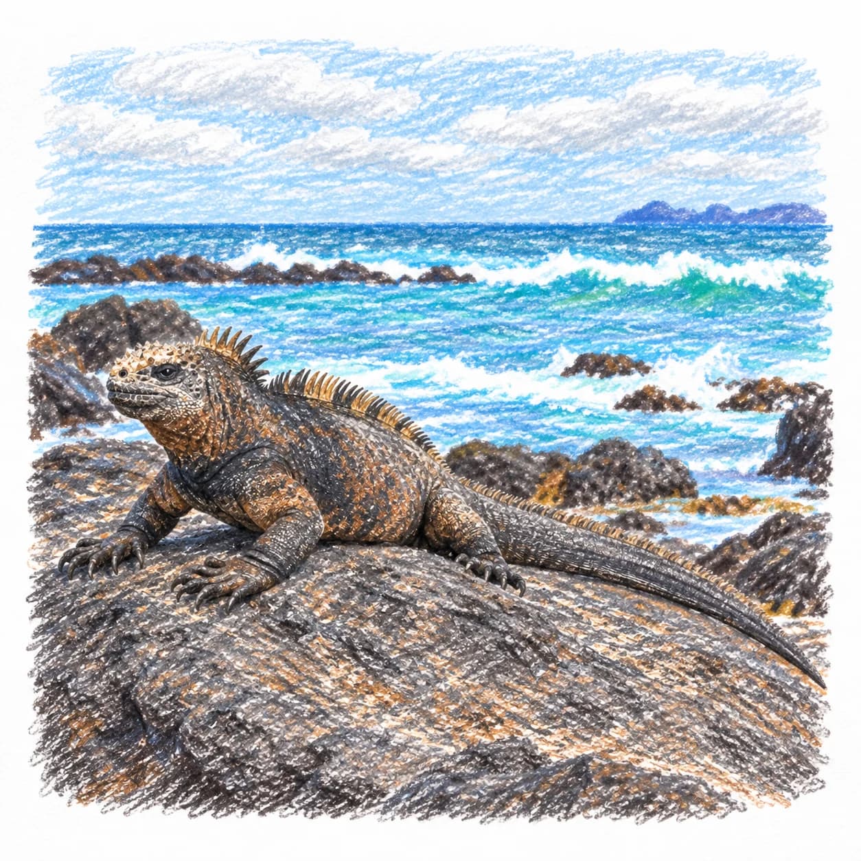 Modelo coloreado: Dibujo de iguana marina para colorear