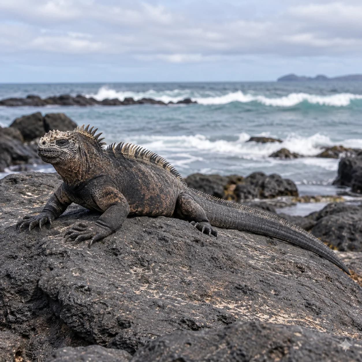 Foto realista: Dibujo de iguana marina para colorear