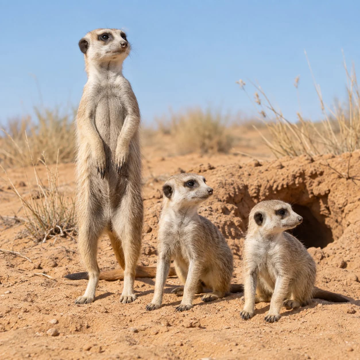 Realistic source: Meerkat family coloring page