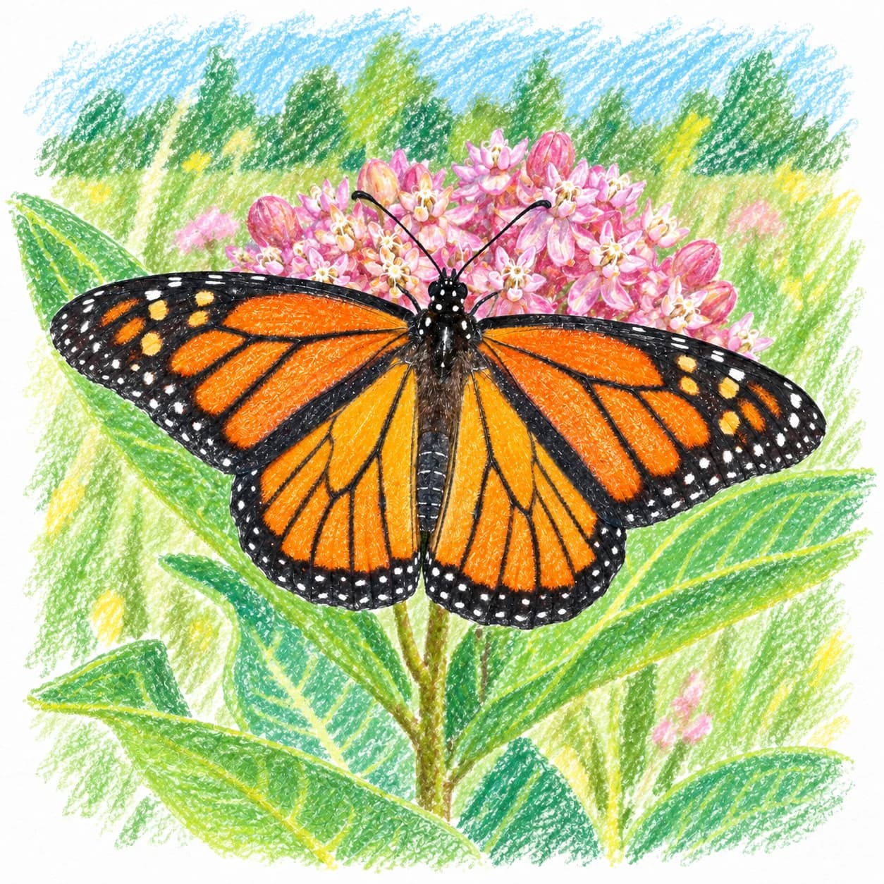 Modelo coloreado: Dibujo de mariposa monarca para colorear
