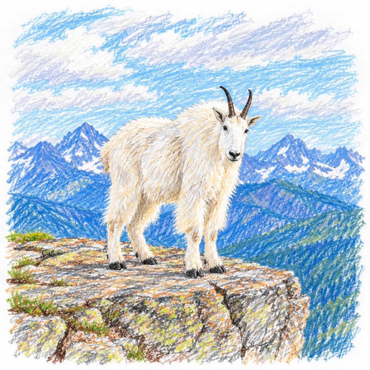 Colored model: Mountain goat coloring page
