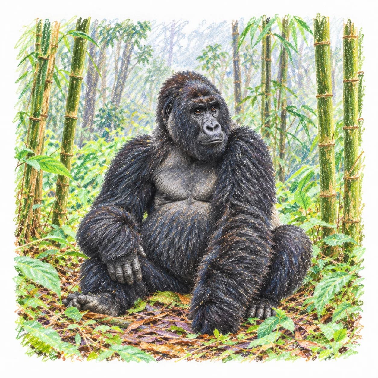 Colored model: Mountain gorilla coloring page