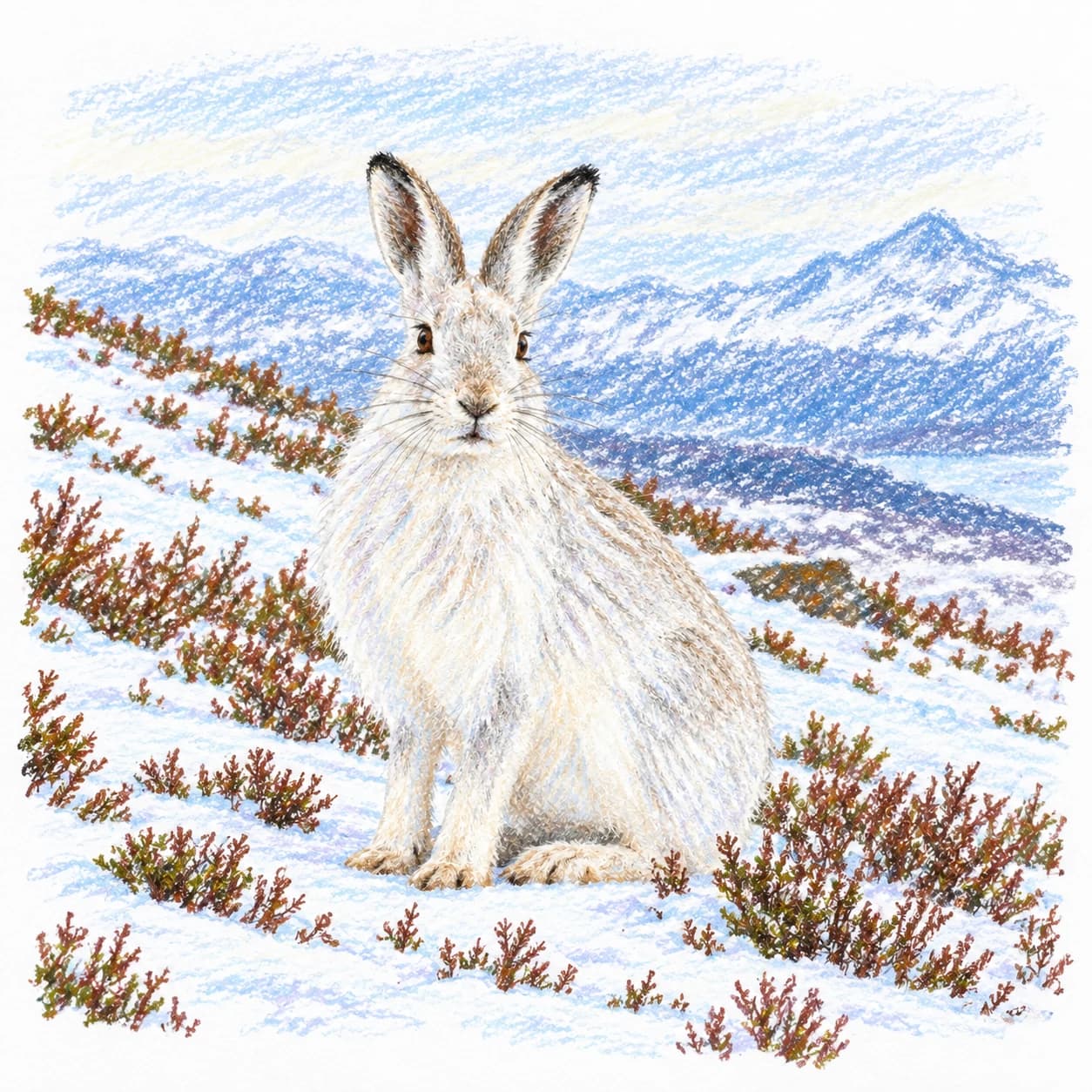 Modelo coloreado: Dibujo de liebre de montaña para colorear