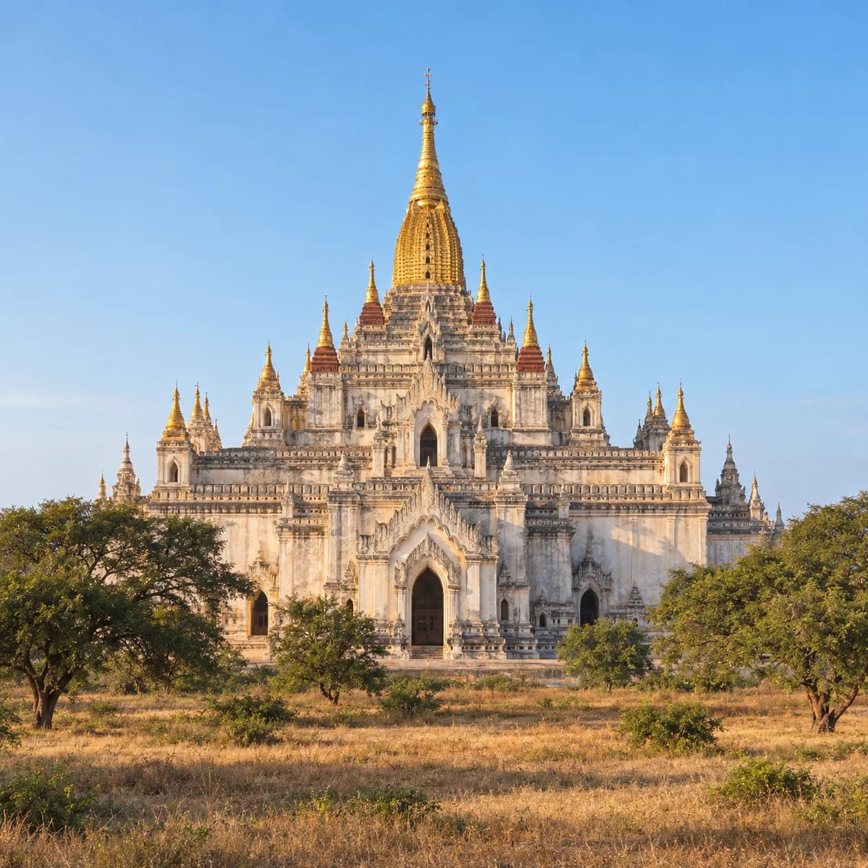 Realistic source: Myanmar coloring page: temple with a golden spire