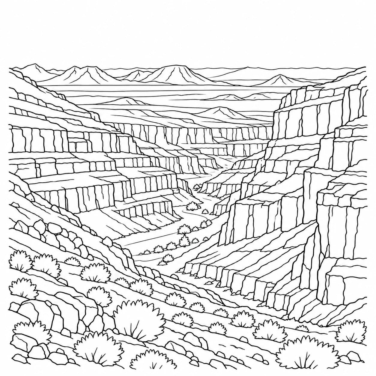 Coloriage: Coloriage du désert du Namib : canyon stratifié
