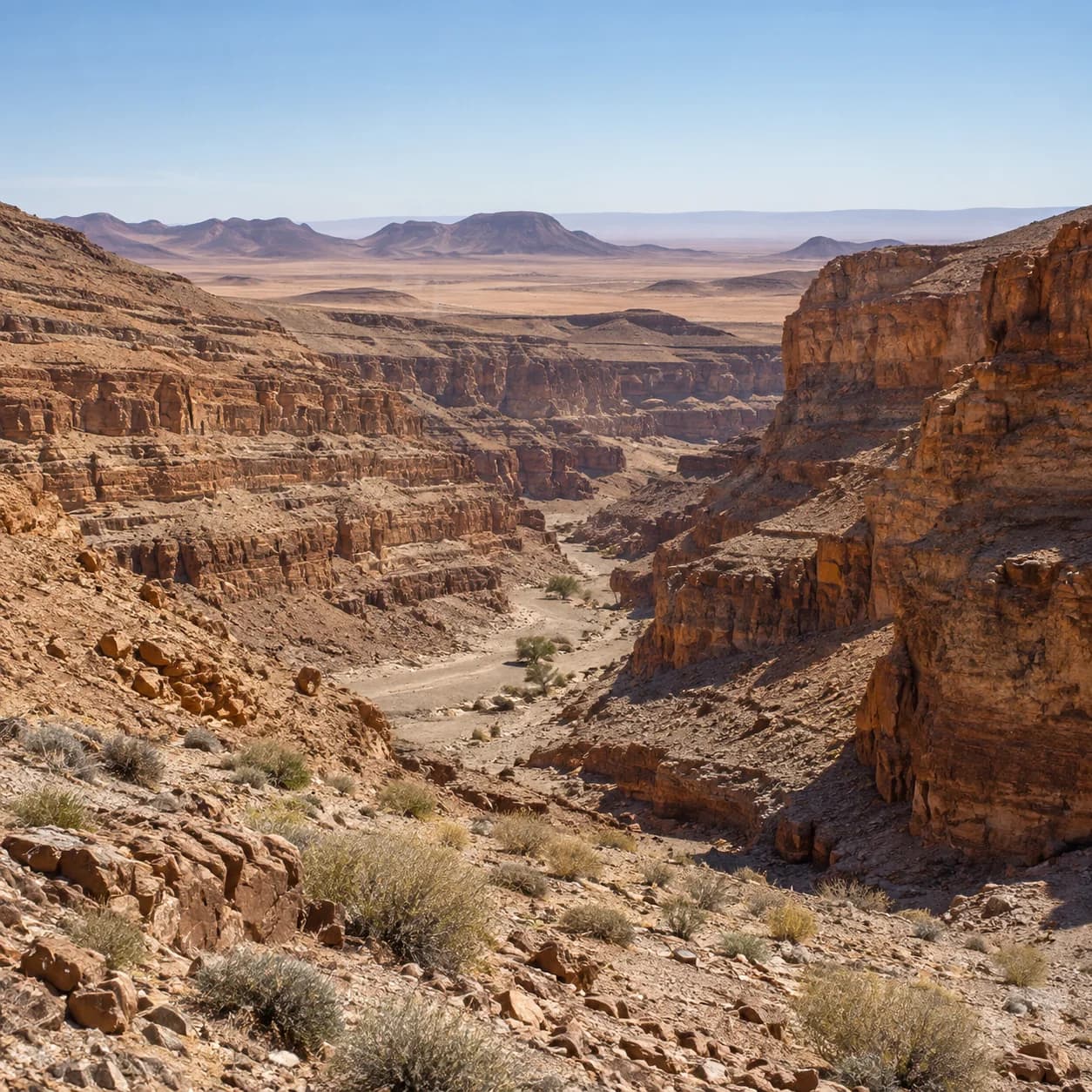 Realistic source: Namib Desert layered canyon coloring page