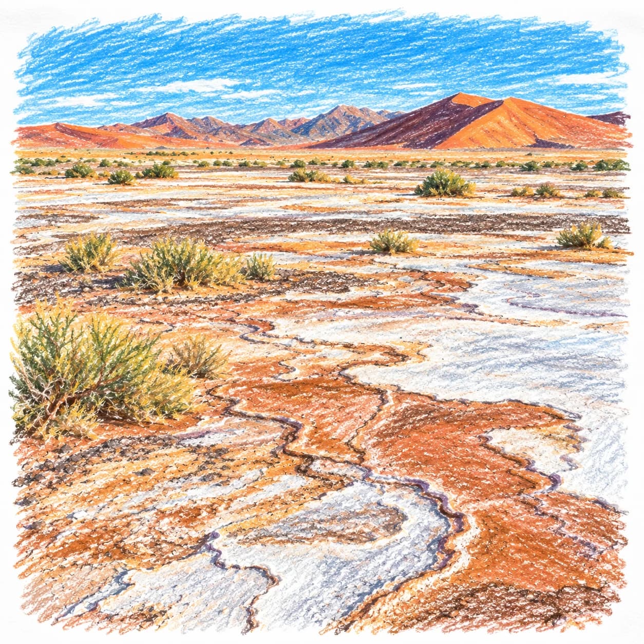 Colored model: Namib Desert patterned ground coloring page