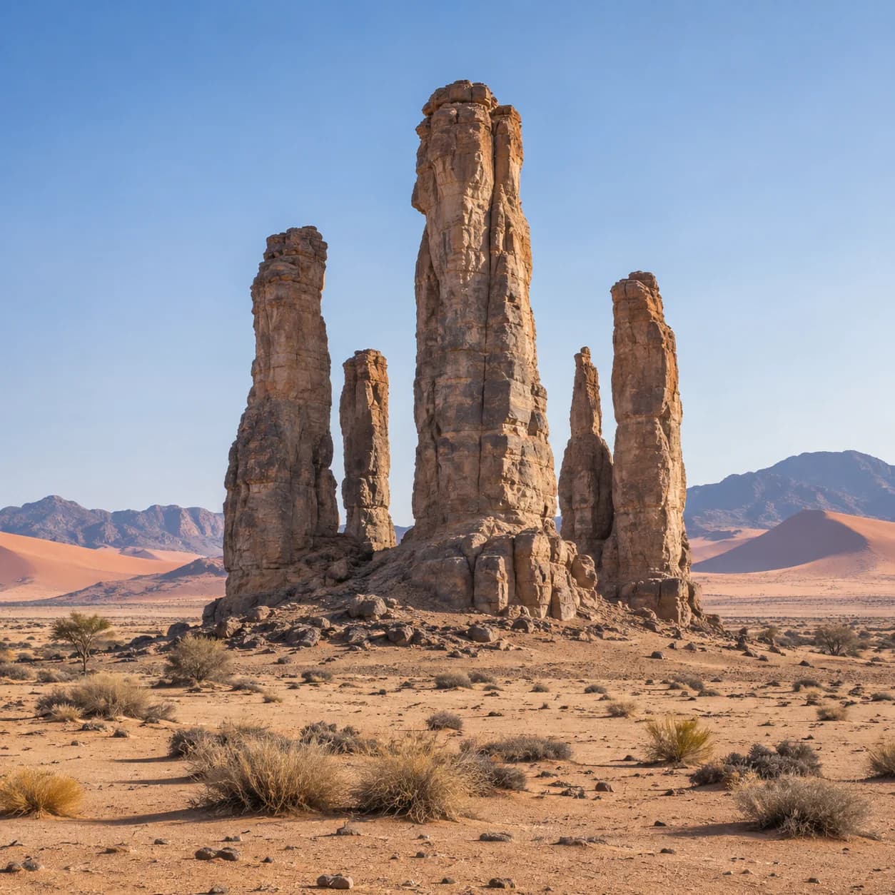 Realistic source: Namib Desert stone pillars coloring page
