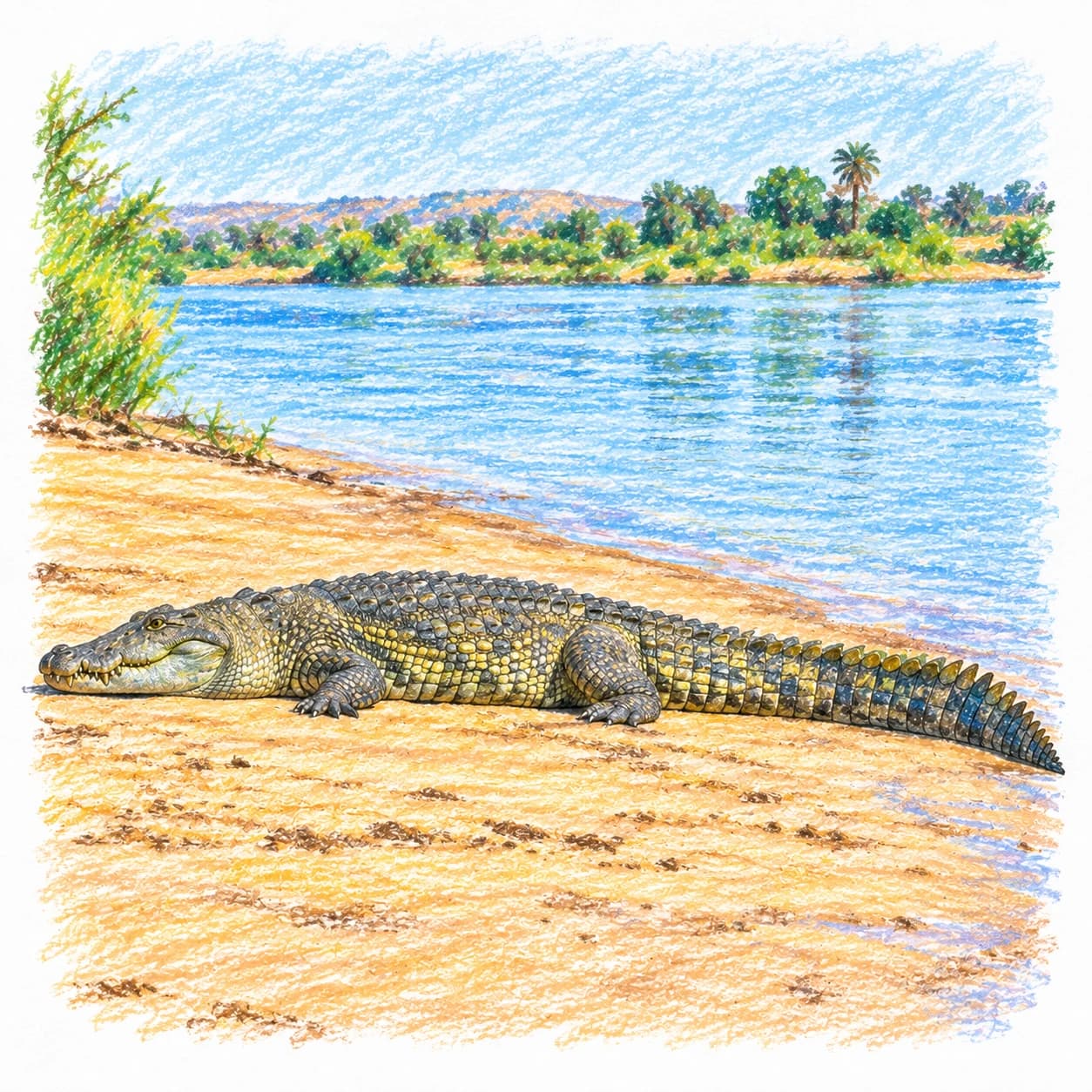 Modèle colorié: Coloriage de crocodile du Nil