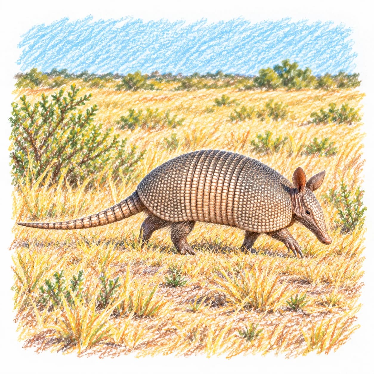 Modelo coloreado: Dibujo de armadillo para colorear