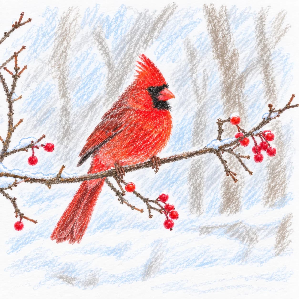 Modèle colorié: Coloriage de cardinal rouge