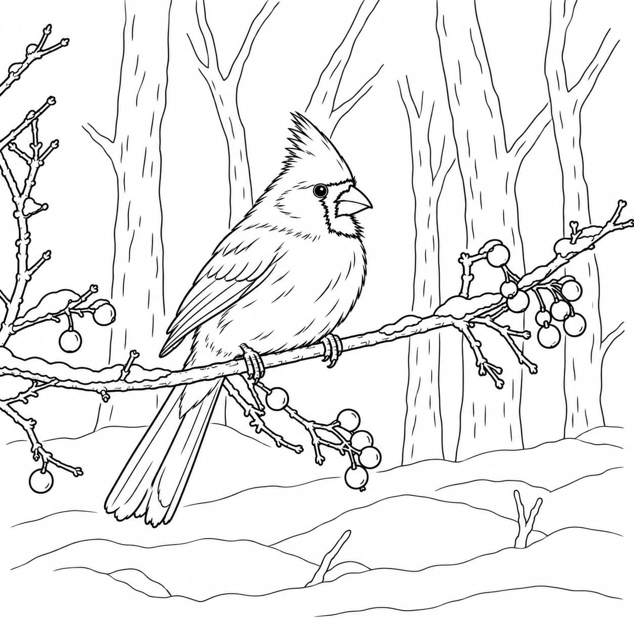 Coloring: Northern cardinal coloring page
