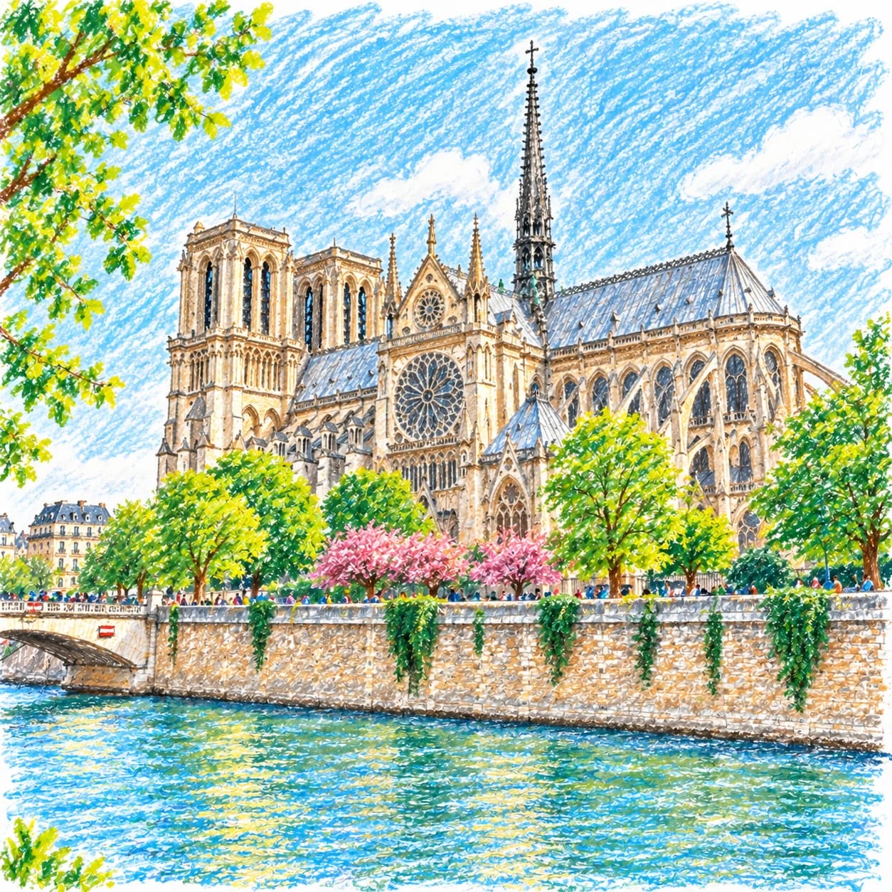 Colored model: Notre-Dame de Paris coloring page