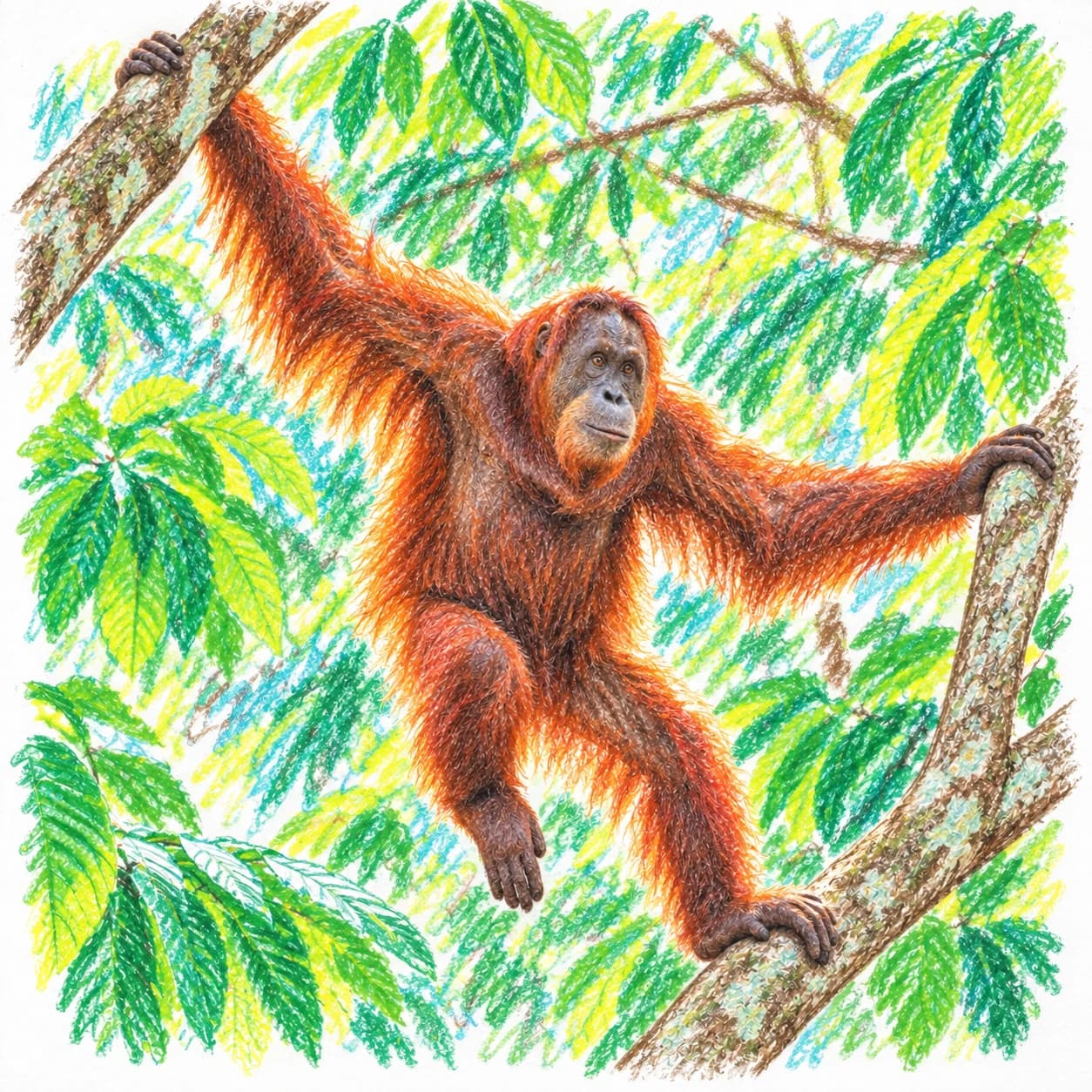 Colored model: Orangutan coloring page