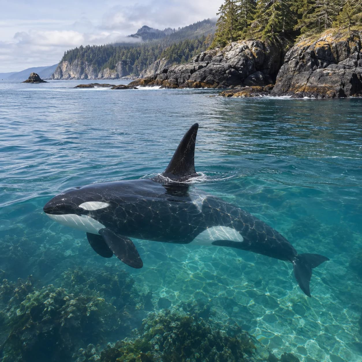 Realistic source: Orca coloring page