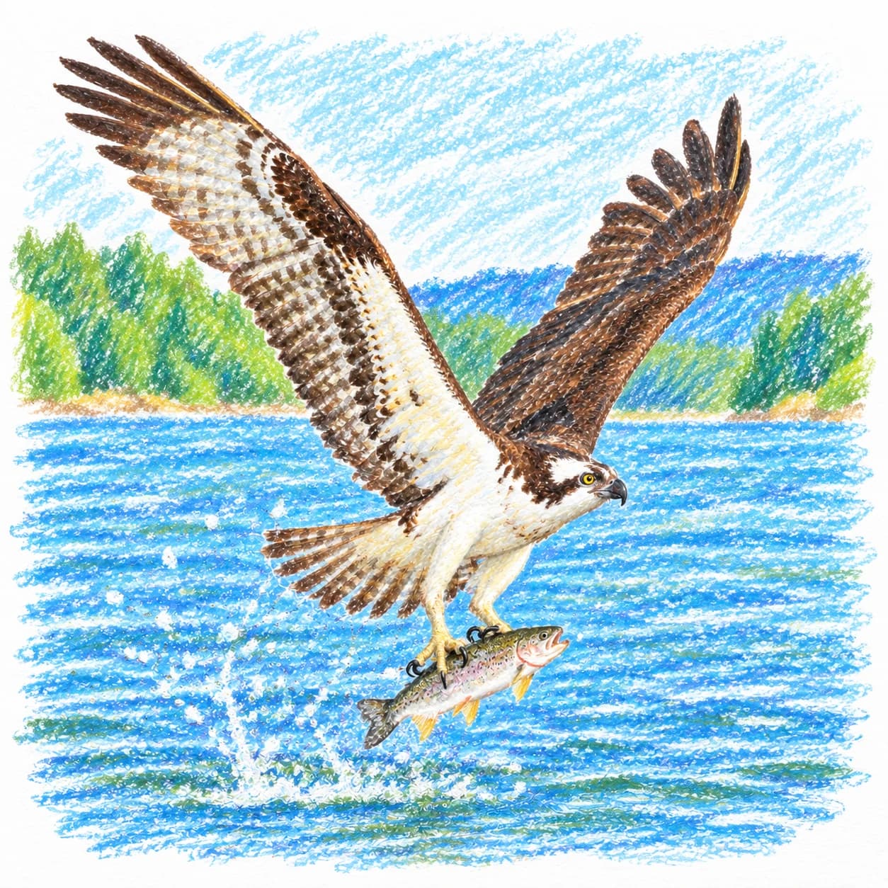 Modèle colorié: Coloriage de balbuzard pêcheur