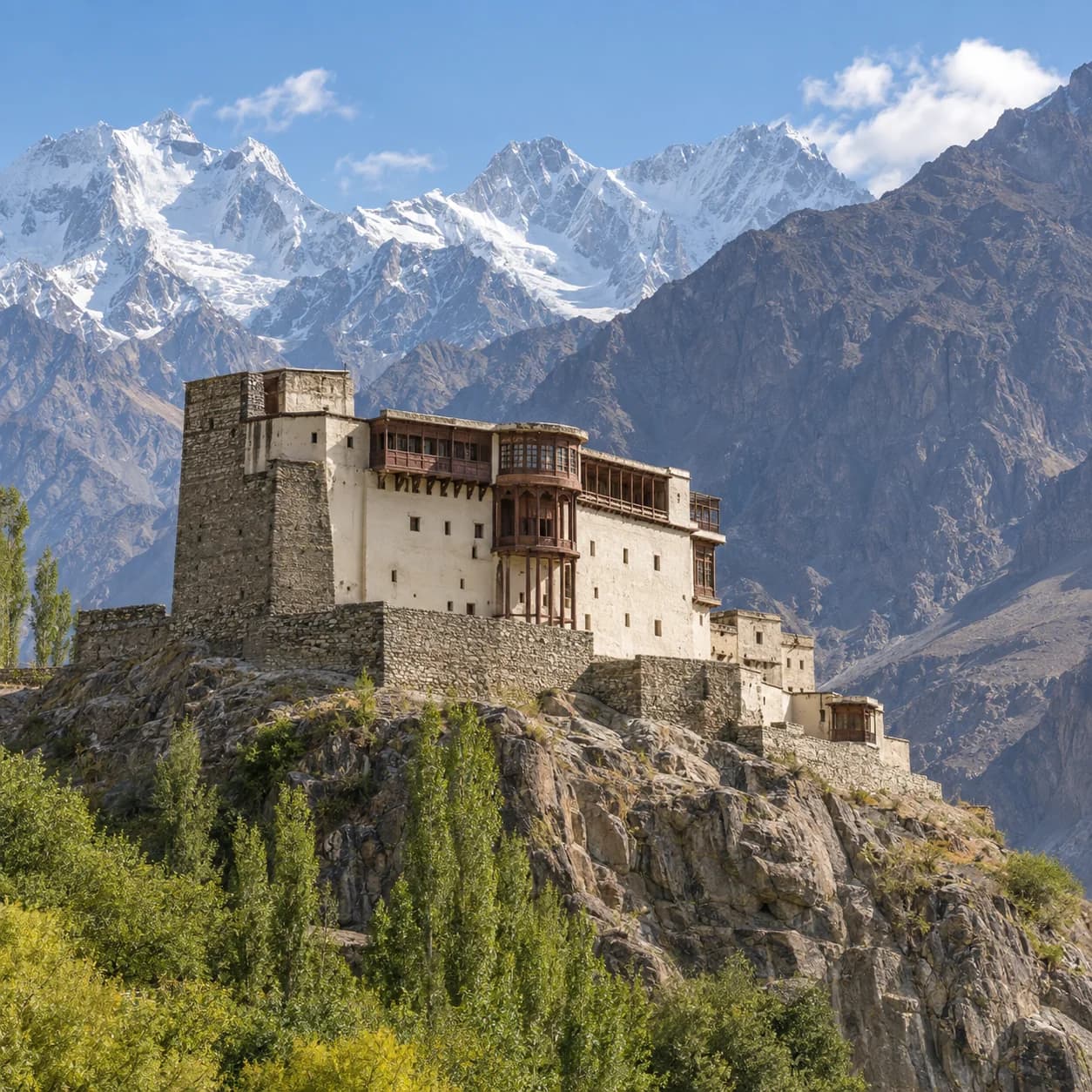 Realistic source: Pakistan coloring page: mountain fort