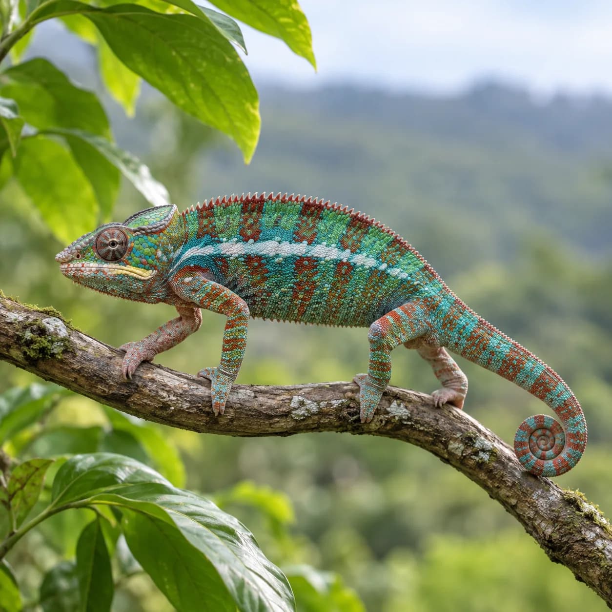 Realistic source: Panther chameleon coloring page