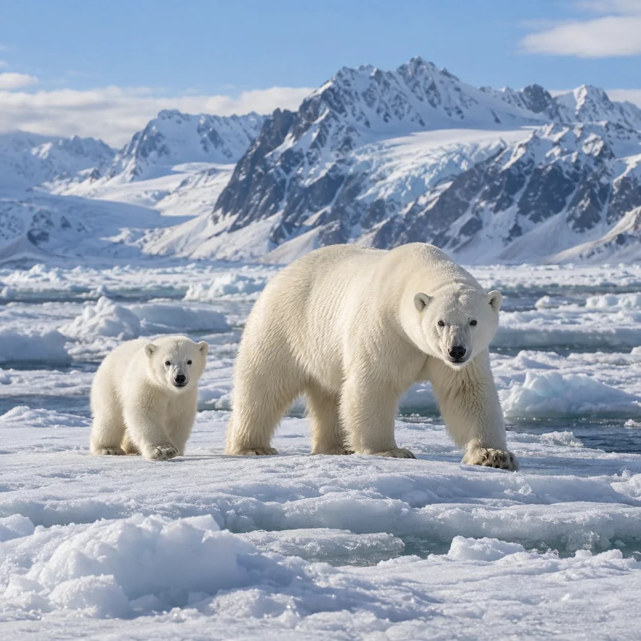 Photo réaliste: Coloriage d'ours polaire et son ourson