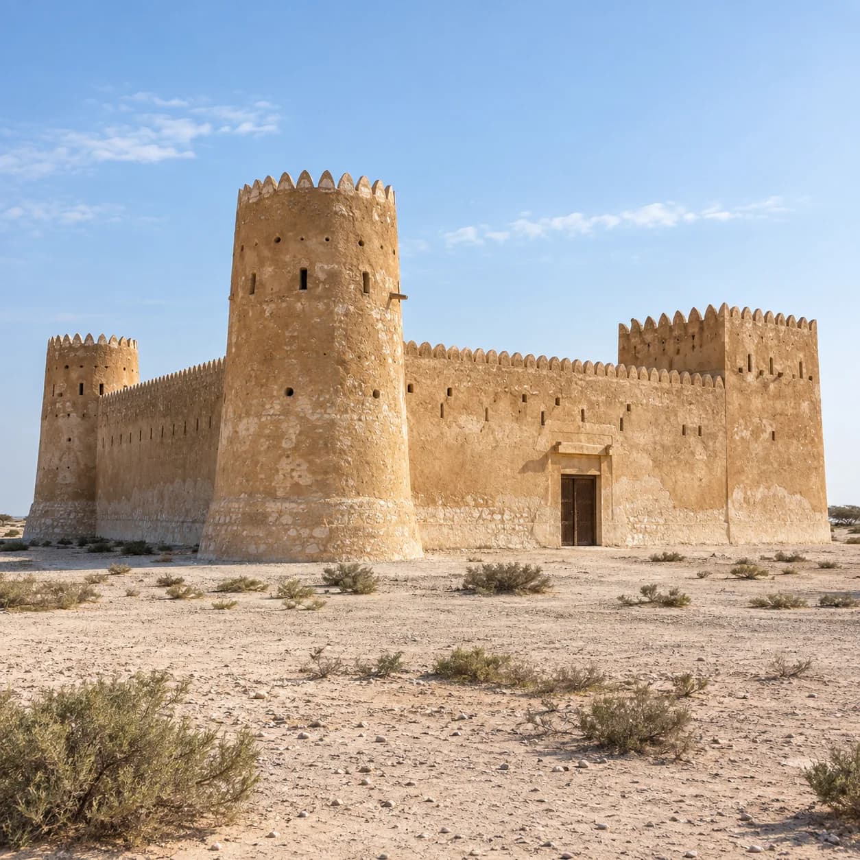 Photo réaliste: Coloriage du Qatar : fort dans le désert