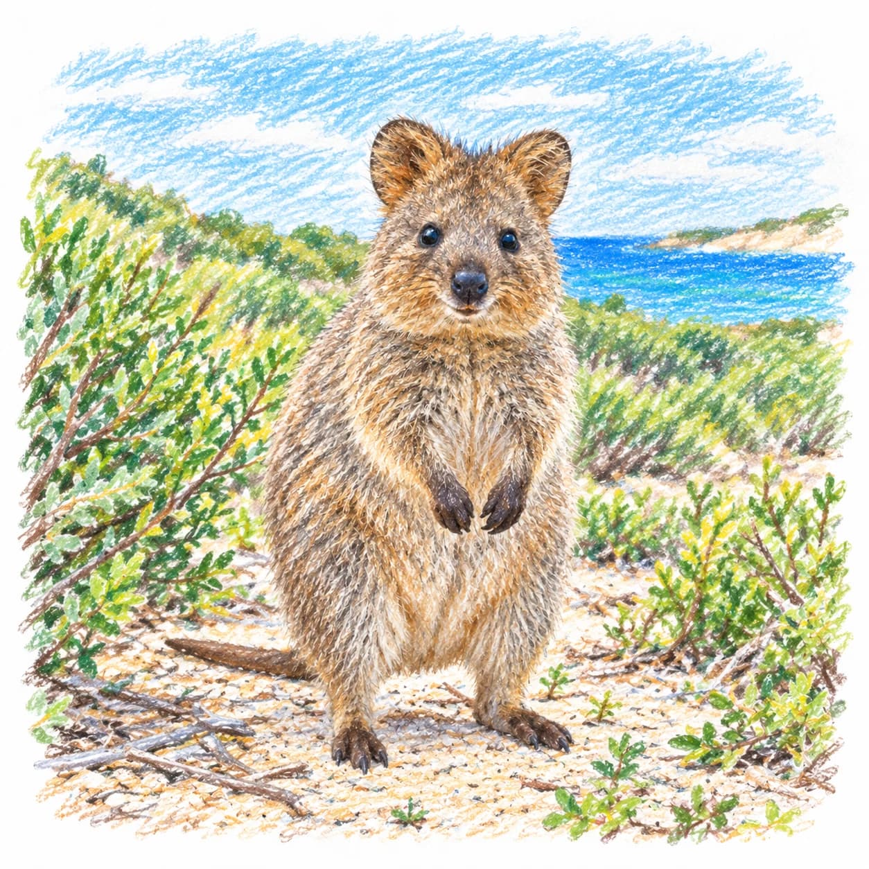 Modelo coloreado: Dibujo de quokka para colorear