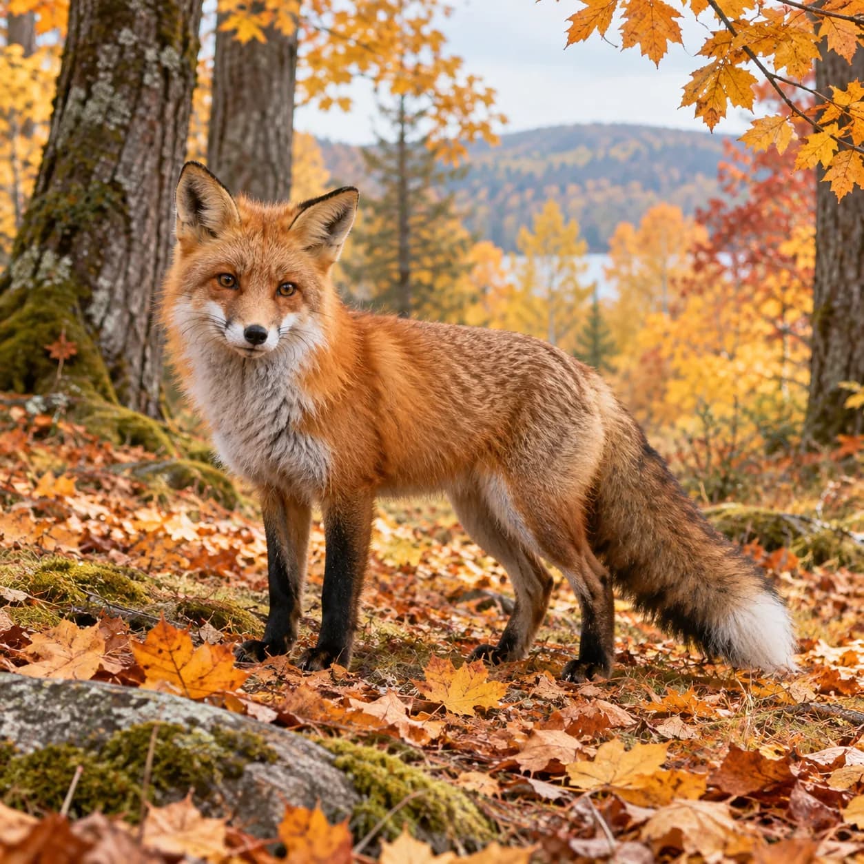 Photo réaliste: Renard roux : coloriage au numéro à imprimer