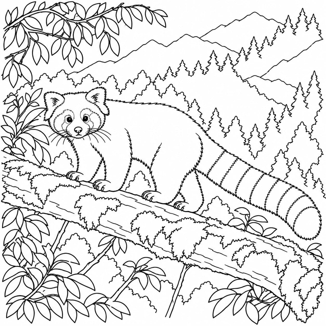 Colorear: Dibujo de panda rojo para colorear