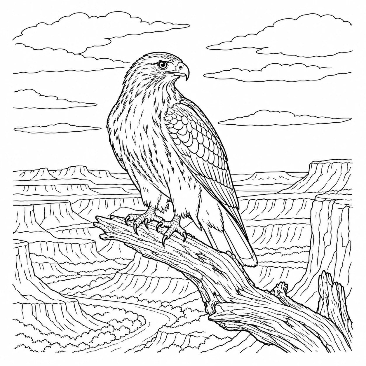 Coloriage: Coloriage de buse à queue rousse