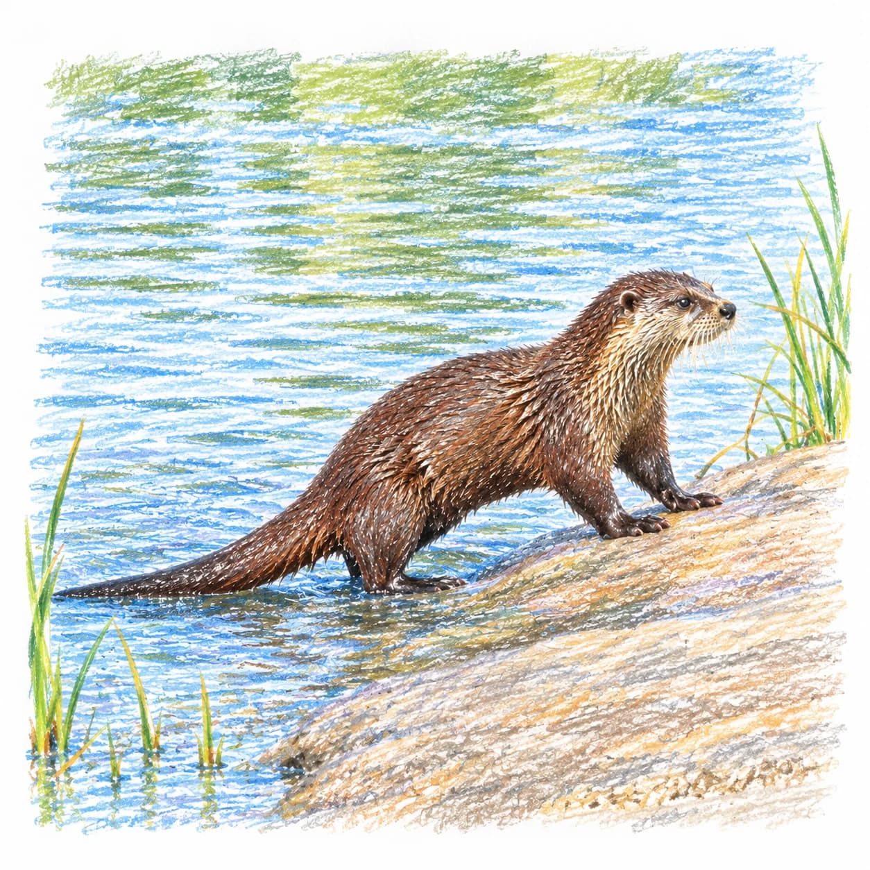 Modèle colorié: Coloriage de loutre de rivière