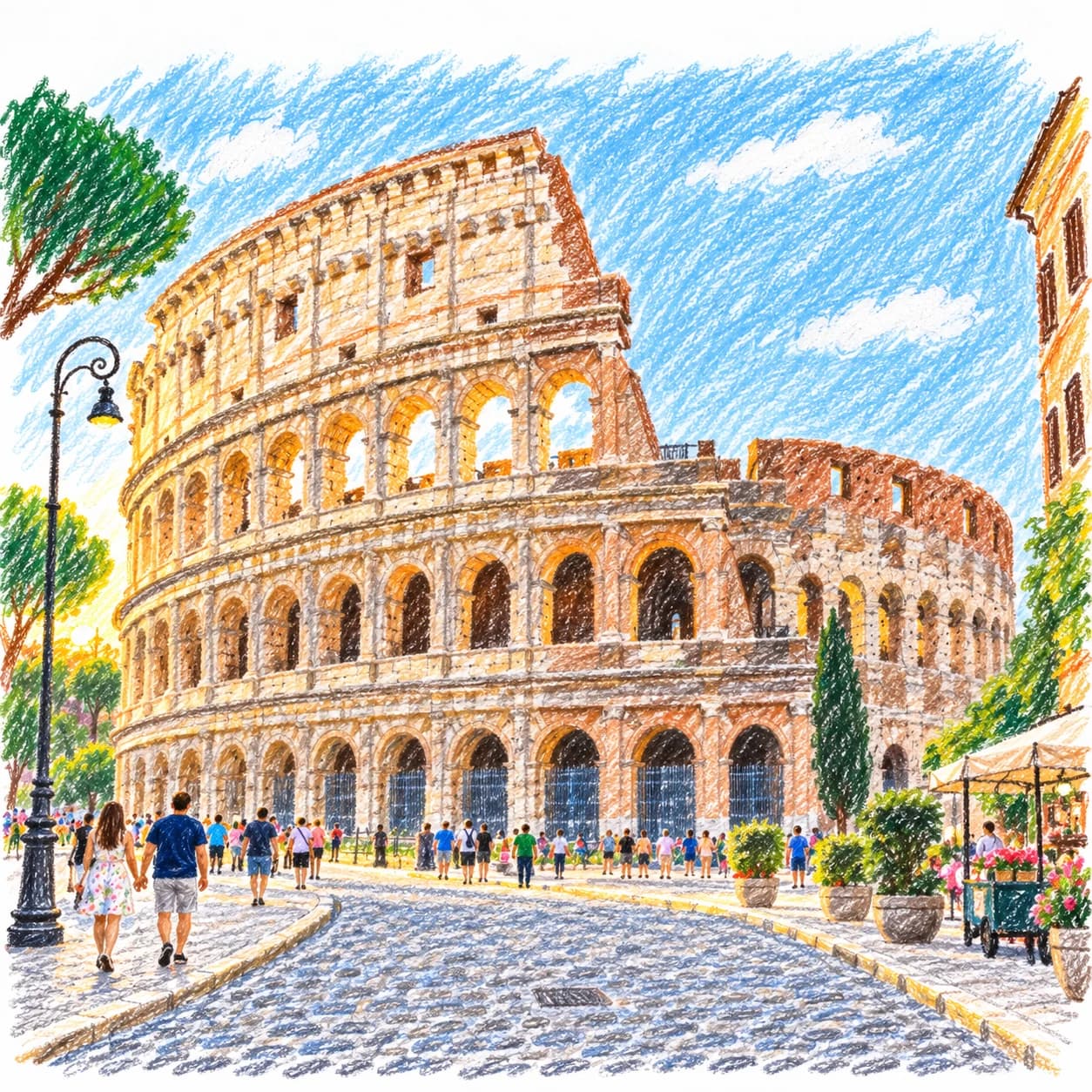 Modèle colorié: Coloriage du Colisée de Rome