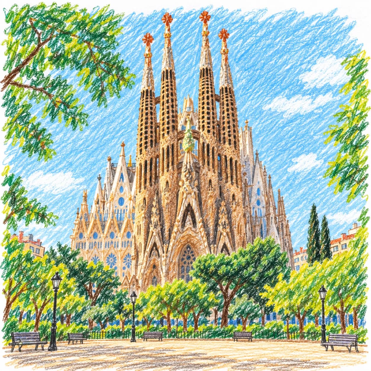 Colored model: Sagrada Família coloring page
