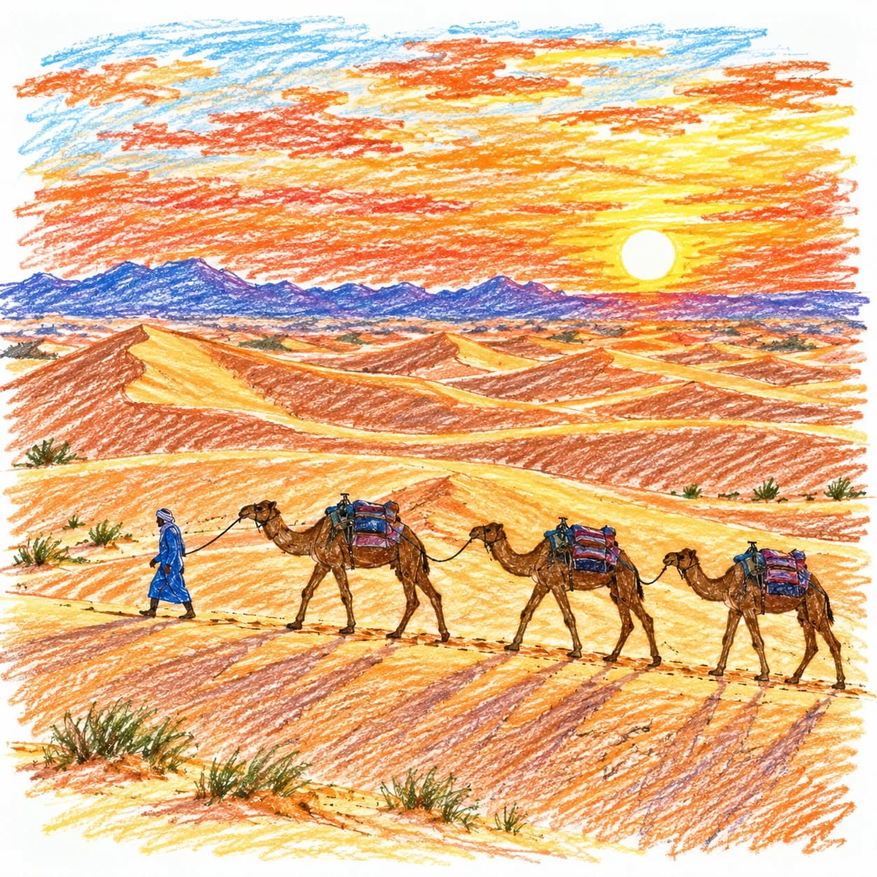 Modèle colorié: Coloriage des dunes du Sahara