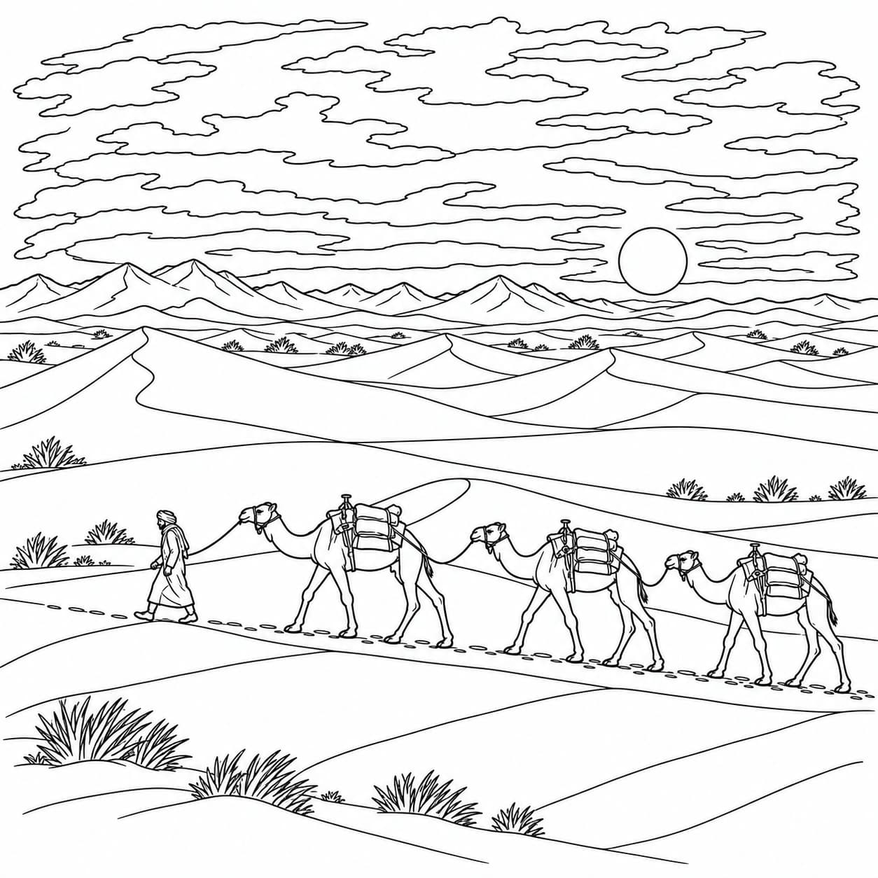 Coloriage: Coloriage des dunes du Sahara