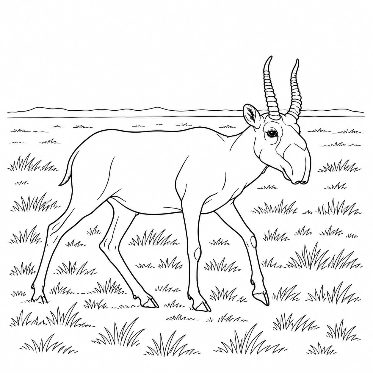 Coloriage: Coloriage d'antilope saïga