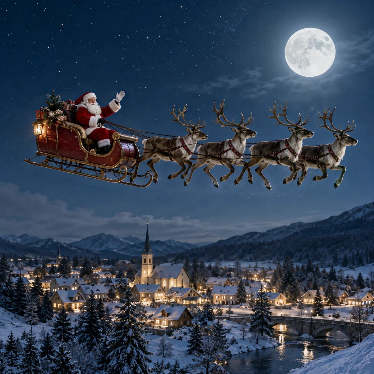 Realistic source: Santa’s sleigh color by number printable