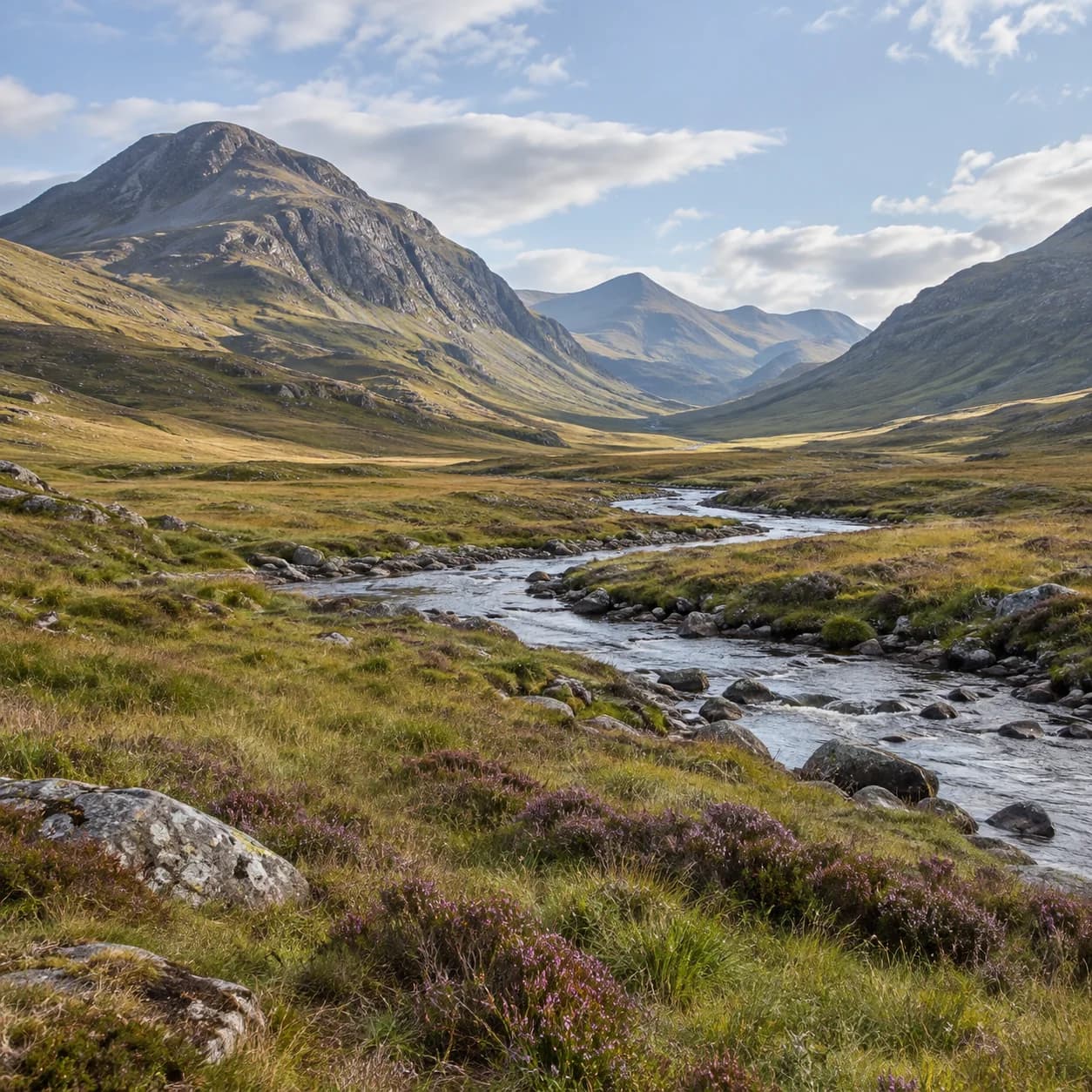 Photo réaliste: Coloriage des Highlands écossais : haute vallée
