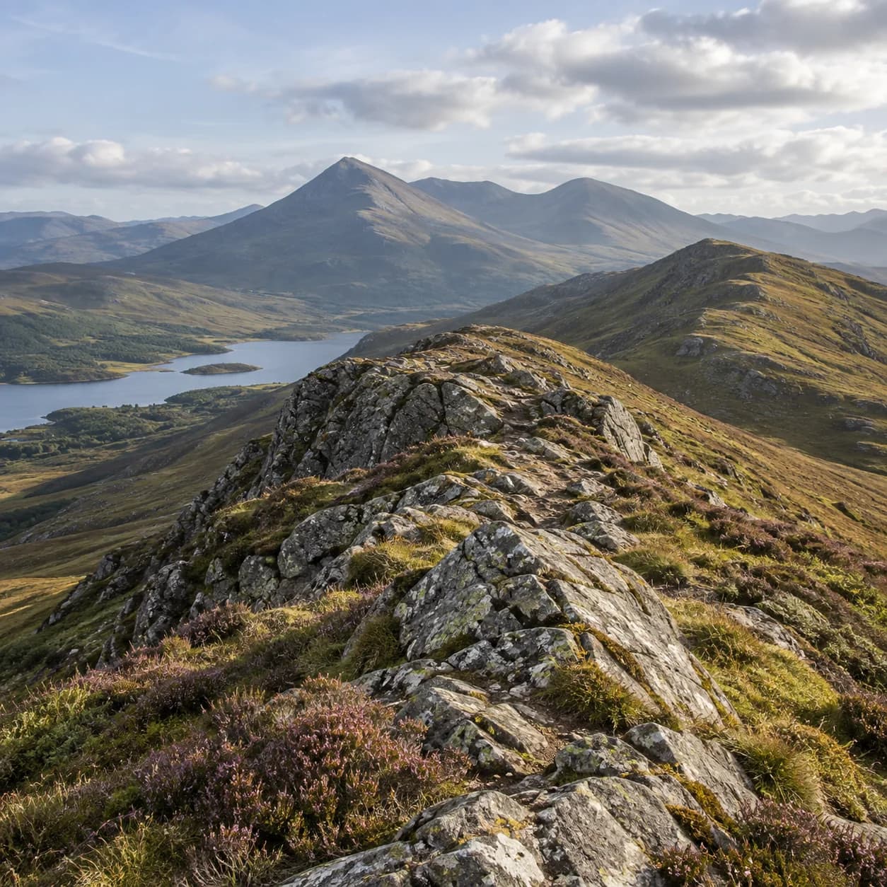 Realistic source: Scottish Highlands rocky ridge coloring page