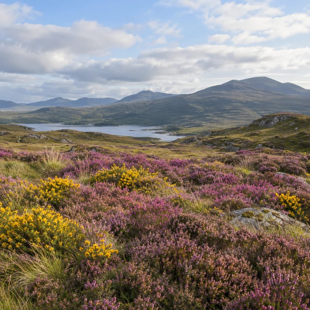 Realistic source: Scottish moorland seasonal flowers coloring page