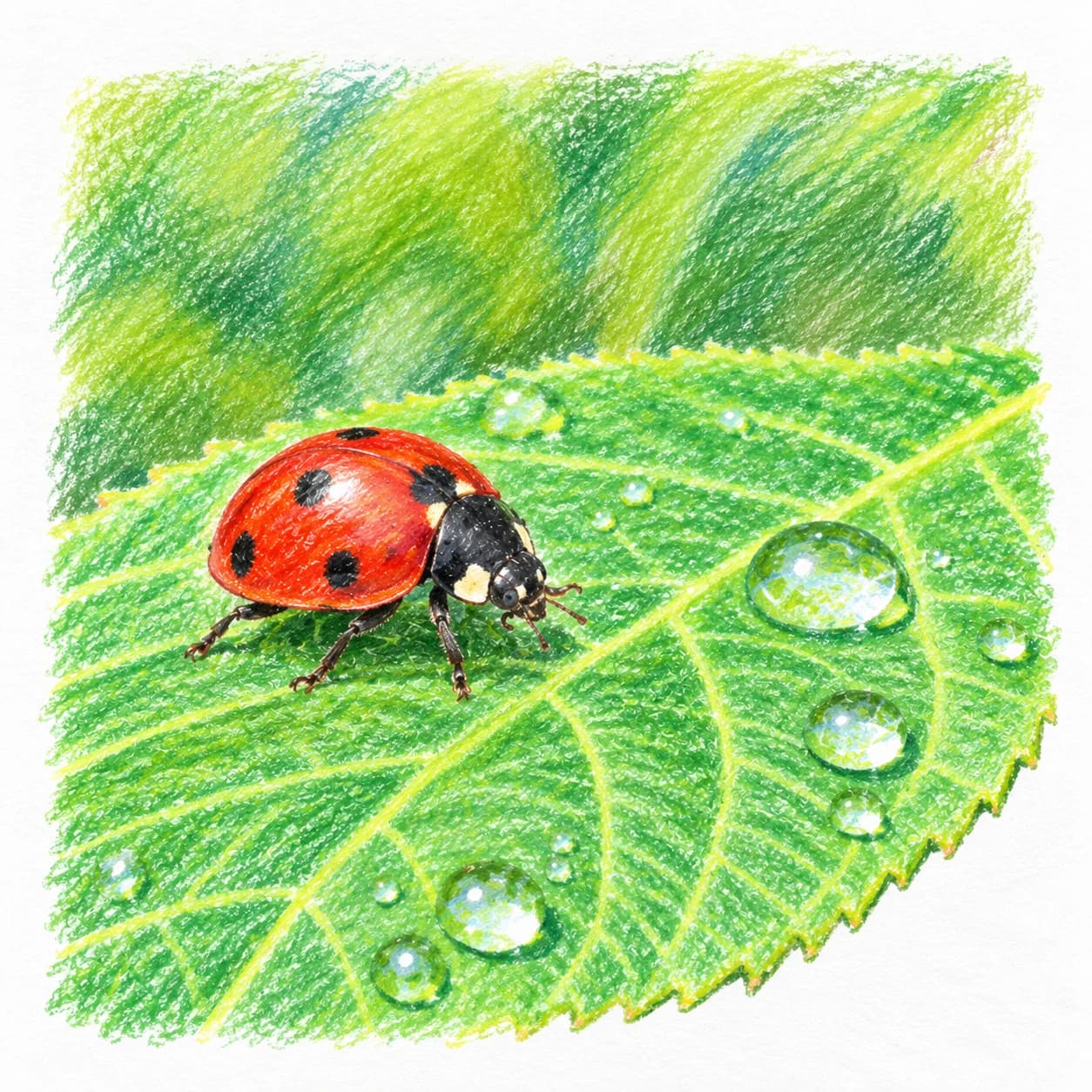 Modèle colorié: Coloriage de coccinelle