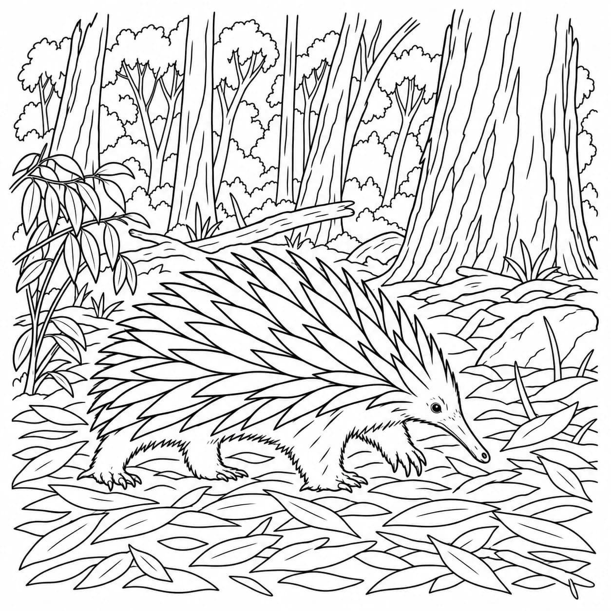 Colorear: Dibujo de equidna para colorear