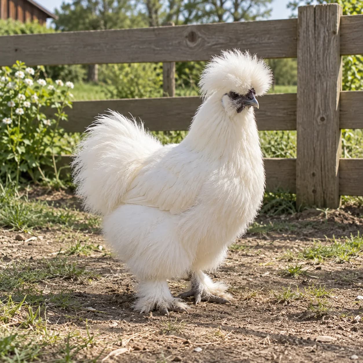 Foto realista: Dibujo de gallina sedosa para colorear