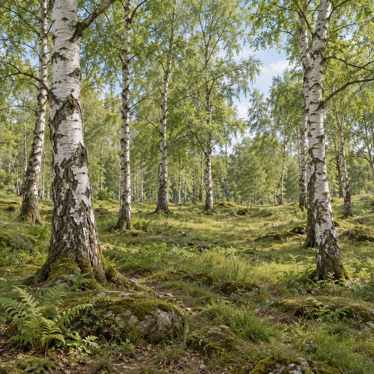 Realistic source: Silver birch forest ancient grove coloring page